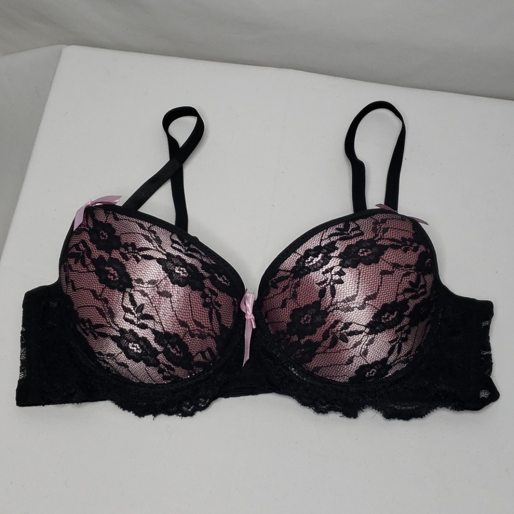 Native Pink & Black Lacey Bra Size 34B